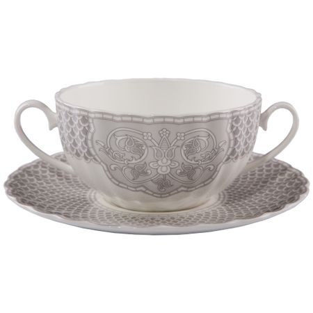 Бульонница с блюдцем Hatori Версаль 370 мл бульонница узоры с ручкой 670 мл