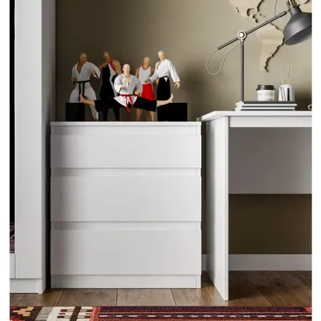 Комод Праксис 3 ящика 65x71.6x39.6 см ЛДСП цвет белый комод мальта 6 ящиков 1603x764x480мм белый лдсп