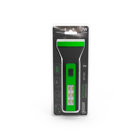 Фонарь Gauss ручной GFL102 2W 100lm lead acid 250mAh LED фонарь ручной gauss led 3вт 150лм li ion 1200mah зеленый