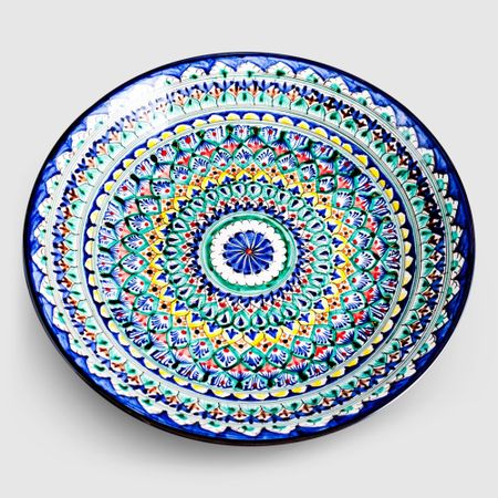 Ляган Риштанская керамика Узоры Риштанская роспись синяя микс 42 см 7503304