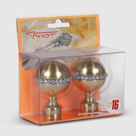 Наконечник Уют D16 Ост Шар со стразами, латунь (уп.2шт)