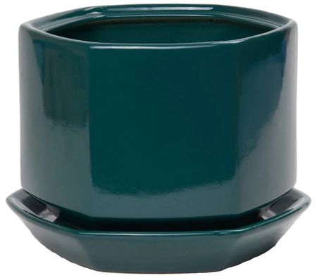 Горшок цветочный Гончар Меркурий с поддоном малахитовый 14х11 см