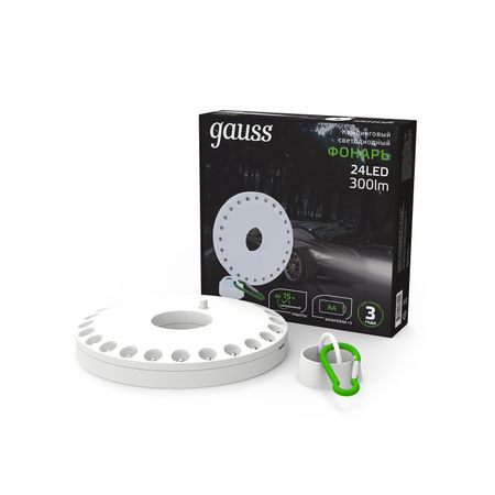 Фонарь Gauss кемпинговый GFL003 24LED 300lm 3xAA белый магнит и карабин LED trlife тактический фонарь белый 700w usb