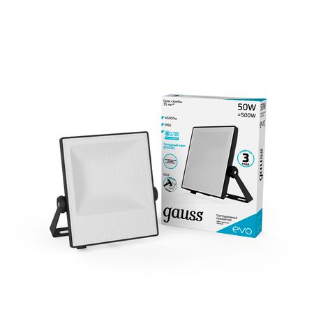 Прожектор светодиодный Gauss evo 50w ip65 6500k ik07 черный zodolamp светодиодные прожекторы 50 100 200 300 400 500 вт