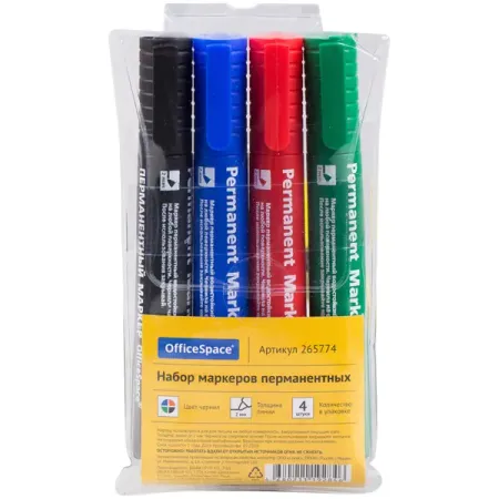 Маркер перманентный Office Space 2 мм, 4 шт. чернила для маркера zjmzym 50 мл