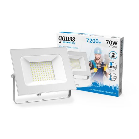 Прожектор светодиодный Gauss LED 70W 4900lm IP65 6500К белый 1/20 прожектор gauss portable 10вт led 700лм 6500к ip44 зеленый power bank