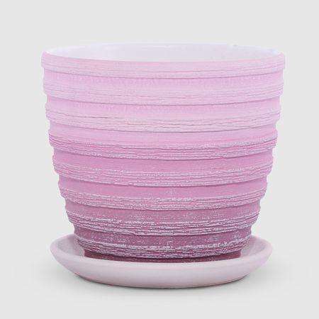 Керамический горшок с поддоном Композит Букле розовый 18 см