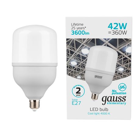 Лампа Gauss Elementary LED T120 E27 42W 3600lm 180-240V 4000K 1/12 водонепроницаемые светодиодные гирлянды suitsamus g40 для улицы 15 метров