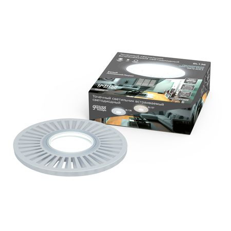 Светильник Gauss Backlight BL136 Кругл./узор. Белый, цоколь Gu5.3, 3W, LED, 4000K светодиодные точечные светильники truebrilit 1вт 3вт dc12v