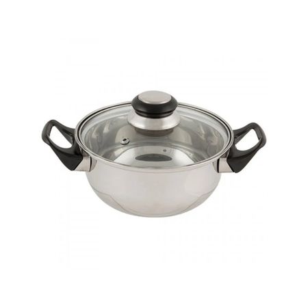 Кастрюля Катюша пром Астра нержавеющая сталь, стеклянная крышка, 1,4 л, 16 см