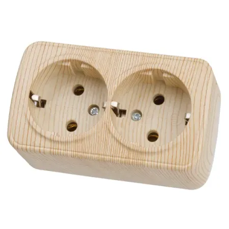 Розетка двойная накладная TDM Electric Дача с заземлением цвет сосна выключатель накладной tdm electric дача 2 клавиши сосна