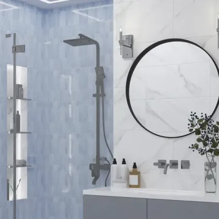 Настенная плитка Azori Salieri Blue 31.5x63 см 1.79 м² глянцевая цвет синий