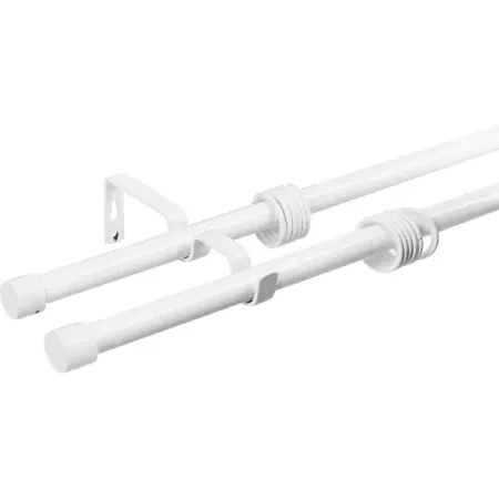 Настенный карниз раздвижной двухрядный d19/16 мм 180-360 см металл цвет белый заглушки для труб haoyunma пвх 20 25 32 40 50 63 75 90 110 160