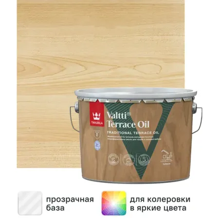 Масло для террас и садовой мебели Tikkurila Valtti Terrace Oil База ЕС бесцветное 2.7 л