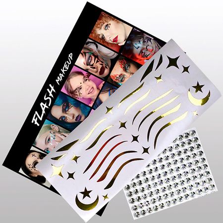 Наклейки для лица VLASOVA JULIA Наклейки для макияжа стрелки стразы звездочки луны черный 1703 золото соединитель 180 градусов высота 120 дуб венге 19 1703 22