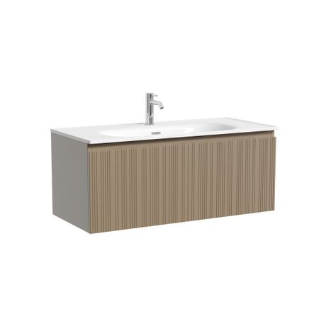 Тумба под раковину Sancos Code 100 см подвесная серо-бежевая (CD100GB)