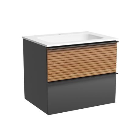 Тумба под раковину Sancos Delta 60 см подвесная дуб красный/графит (DL60GR)