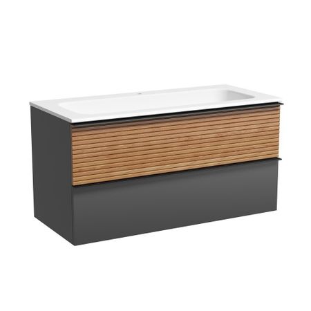 Тумба под раковину Sancos Delta 100 см подвесная дуб красный/графит (DL100GR)