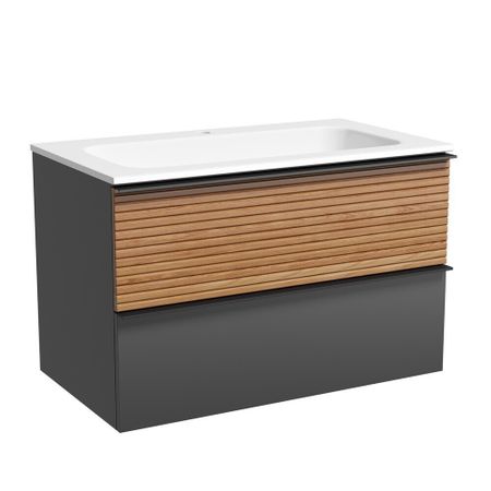 Тумба под раковину Sancos Delta 80 см подвесная дуб красный/графит (DL80GR)