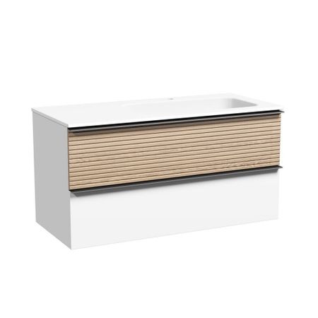 Тумба под раковину Sancos Delta 100 см подвесная правая дуб светлый/белая (DL100RW)