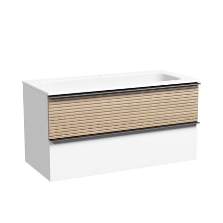 Тумба под раковину Sancos Delta 100 см подвесная дуб светлый/белая (DL100W)