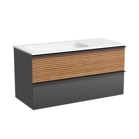 Тумба под раковину Sancos Delta 100 см подвесная левая дуб красный/графит (DL100LGR)