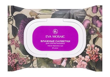 Eva Mosaic Влажные салфетки для снятия макияжа Масла персика и ши