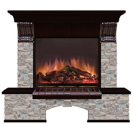 Каминокомплект Glenrich Бостон портал Грот цветной с Венге и очагом Arte 23 126х42х109 см