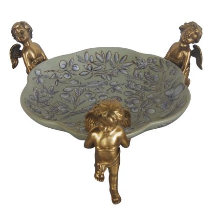 Блюдо с ангелами Glasar 26x26x12см зеленый 4 штуки винтажные деревянные подвески с ангелами для рождественской елки