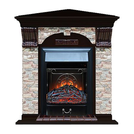 Каминокомплект арочно-угловой Glenrich портал Грот цветной с Венге и очагом Majestic BL 106,5х81х98 см