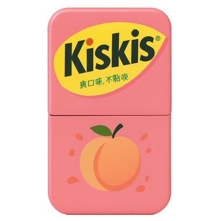 Конфеты мятные Kiskis без сахара, персик, 21 г