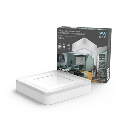 Светильник Gauss Backlight накладной BL223 Квадрат. Акрил, 6+3W, LED 4000K, 145*145, 1/30 gls глс липотропный фактор капс 180