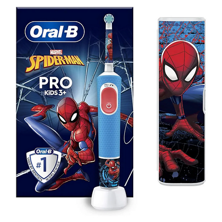 Электрическая зубная щетка ORAL-B Детская электрическая зубная щетка Vitality Pro Kids Spiderman с дорожным футляром