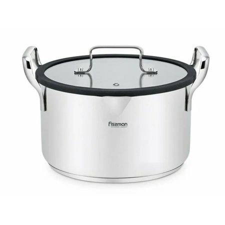 Кастрюля Fissman Fabia со стеклянной крышкой, нержавеющая сталь 24x13,5 см, 5,8 л nitecore edc37 тактический фонарик нержавеющая   8000 люмен