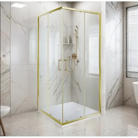 Душевая ширма Fog квадратная 90x90x190 см цвет профиля брашированное золото тип открытия раздвижной толщина стекла 5 мм форсунка омывателя лобового стекла для peugeot 406 605 oe 6438 89 6438 2 шт