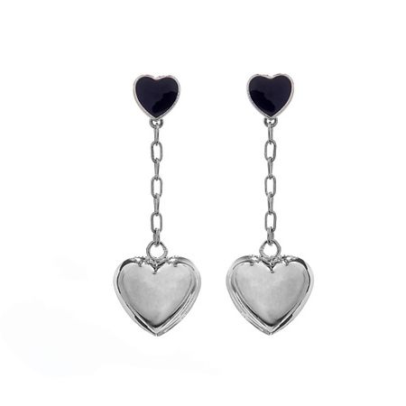 Серьги LANZEROTTI Серьги Pianoforte, с сердцем и черной эмалью