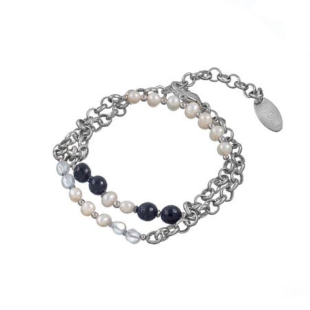 Браслет LANZEROTTI Браслет Pianoforte, в несколько оборотов, жемчуг, оникс