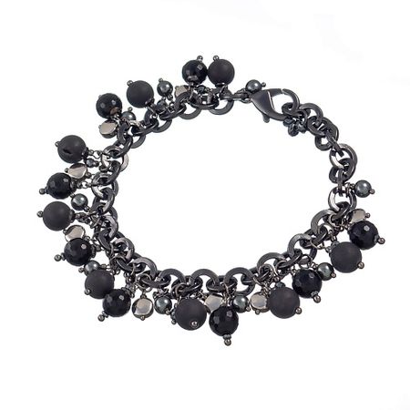 Браслет LANZEROTTI Браслет Pianoforte, оникс, друза агата, перламутр, гематит резная статуя льва из моха агата