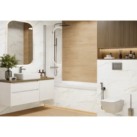 Глазурованный керамогранит Alma Ceramica Calacatta Incanto 04 20x90 см 1.62 м² матовый цвет белый