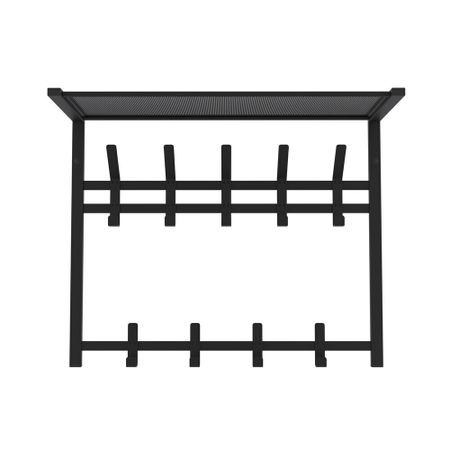 Вешалка настенная с полкой металлическая 9 крючков черная ЗМИ Торонто 22