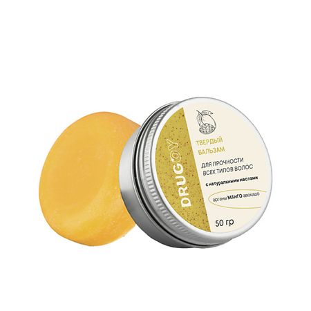Бальзам для волос DRUGOY Твердый бальзам - кондиционер для волос «Абсолютная прочность» Манго в банке