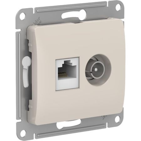 Розетка телевизионная/ компьютерная Systeme Electric Glossa встраиваемая молочная TV/ RJ45 (GSL000989)