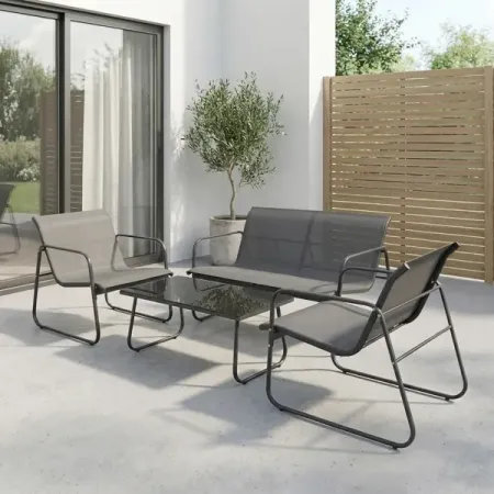 Набор садовой мебели для отдыха BEGINIA Lama сталь черно-серый льняно хлопковые чехлы для подушек 45x45 см розовые синие