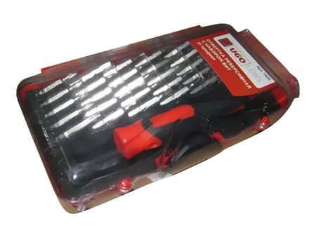 отвертка с набором бит UGO LOKS 31 предмет шпатель зубчатый антикор покрытие 150мм зуб 6х6мм арт 6299