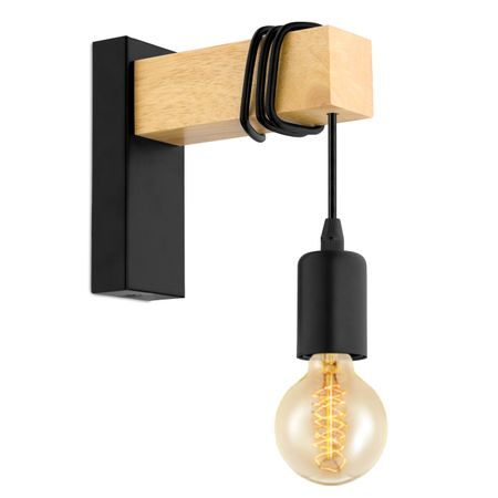 бра EGLO Тауншенд 1х60Вт E27 сталь дерево торшер eglo up 2 1х60вт е27 1х25вт e14 бронза