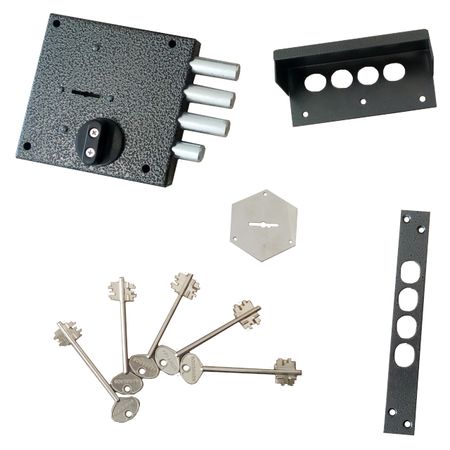 замок накладной KERBEROS 111.11.043 сувальдный 3 ригеля с задвижкой замок накладной эльбор гранит 1 06 56 ма 00427 сувальдный 5 ригелей медь