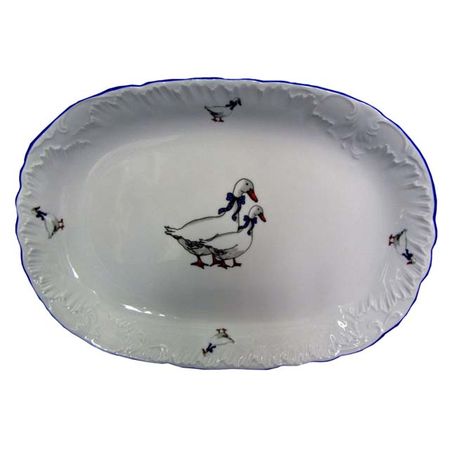 блюдо CMIELOW Рококо Гуси 33х23см овальное фарфор