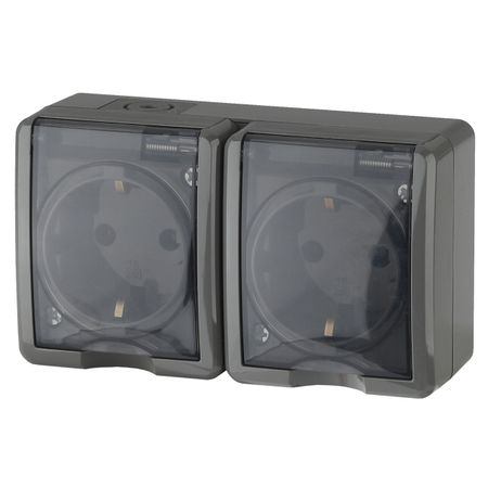 розетка 2 поста ЭРА Эксперт IP54 с заземлением серый зажим для крышки бардачка ручка замка в сборе для suzuki sx4 swift 2007 2013 серый 7343063 j02p4z 7343063 запасные части j02v6n