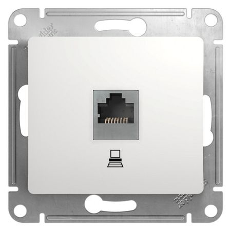 розетка компьютерная 1 пост SYSTEME ELECTRIC Glossa RJ45 категория 5 белый 5 шт резиновые чехлы для разъемов tyco dj7021 1 5