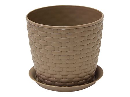 горшок с поддоном Ротанг 1л d13,5см h12см темно-бежевый пластик нож apollo genio nero steel 12см универсальный нерж с антибакт покр пластик